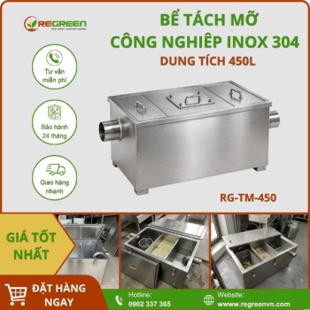 Bể tách mỡ công nghiệp 450L Inox 304