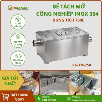 Bể tách mỡ công nghiệp 750L inox 304