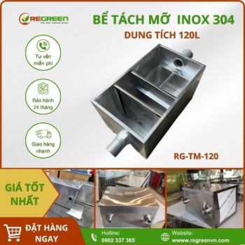 Bể tách mỡ gia đình 120L Inox 304
