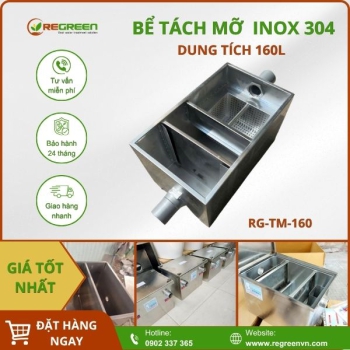 Bể tách mỡ gia đinh 160L Inox 304