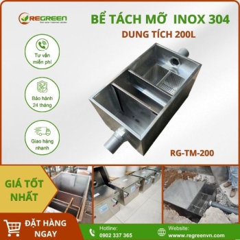 Bể tách mỡ gia đình 200L Inox 304