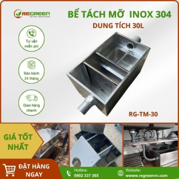 Bể tách mỡ gia đình 30L Inox 304