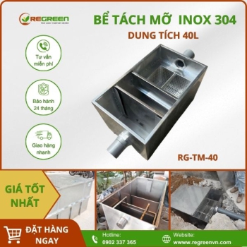 Bể tách mỡ gia đình 40L Inox 304