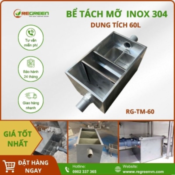Bể tách mỡ gia đình 60L Inox 304