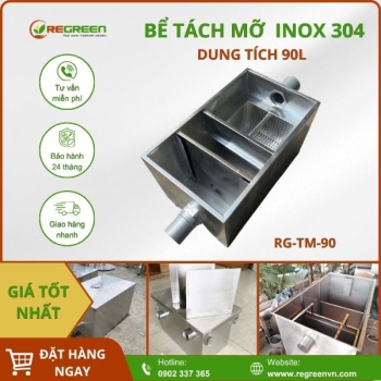 Bể tách mỡ gia đình 90L Inox 304