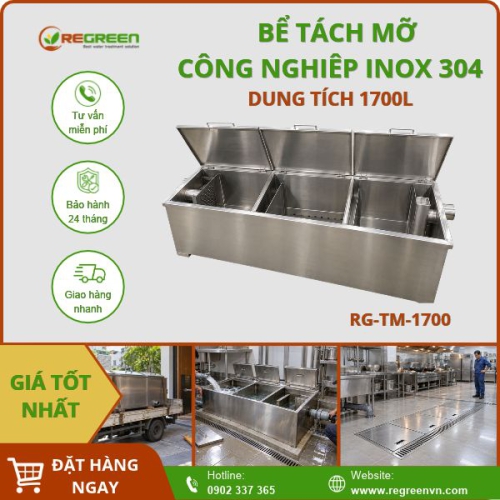 Bể tách mỡ công nghiệp 1700L
