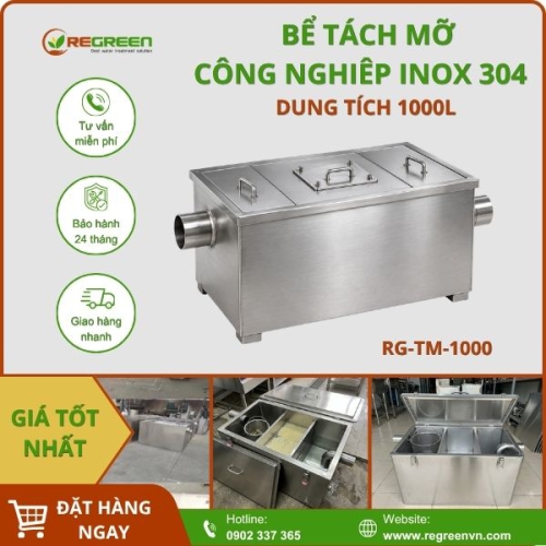 Bể tách mỡ công nghiệp 1000L inox 304
