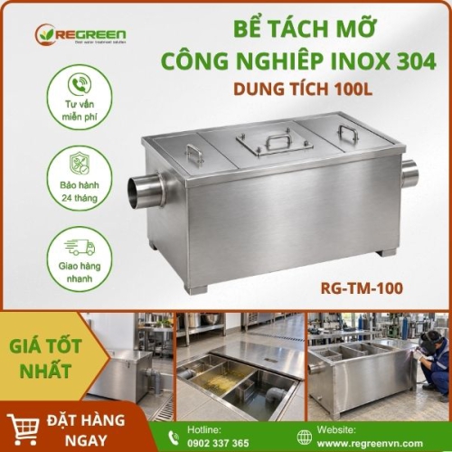 Bể tách mỡ công nghiệp 100L Inox 304