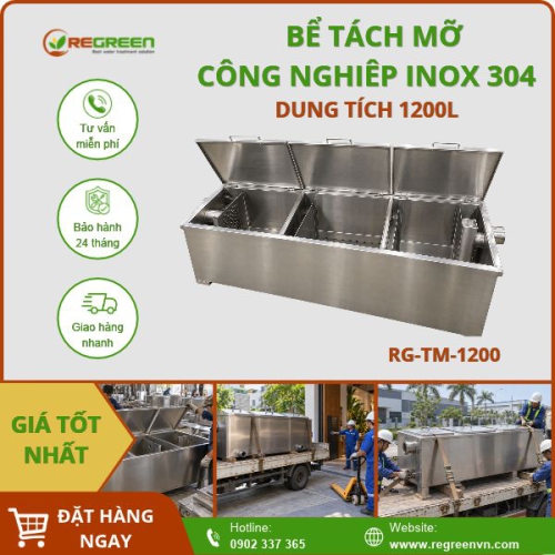 Bể tách mỡ công nghiệp 1200L inox 304