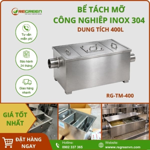Bể tách mỡ công nghiệp 400L inox 304
