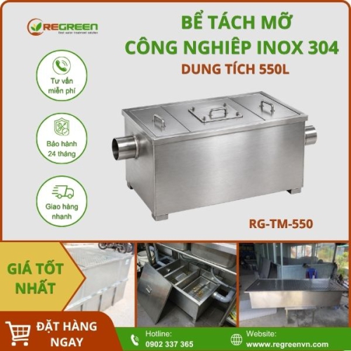 Bể tách mỡ công nghiệp 550L inox 304