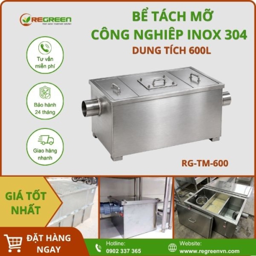 Bể tách mỡ công nghiệp 600L inox 304