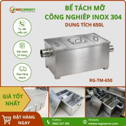 Bể tách mỡ công nghiệp 650L inox 304