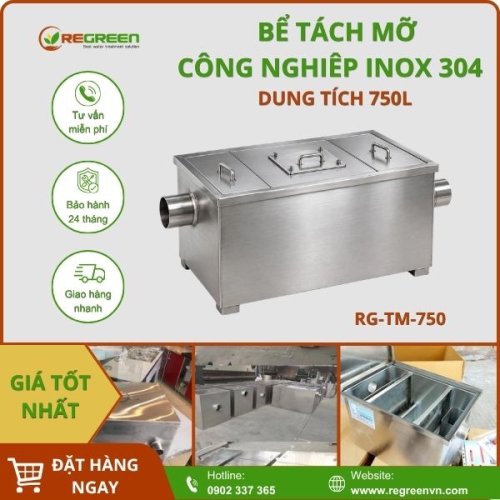 Bể tách mỡ công nghiệp 750L inox 304