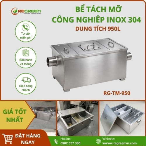 Bể tách mỡ công nghiệp 950L inox 304