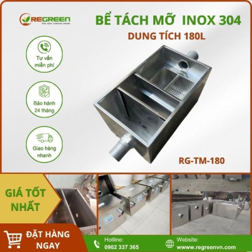 Bể tách mỡ gia đình 180L Inox 304