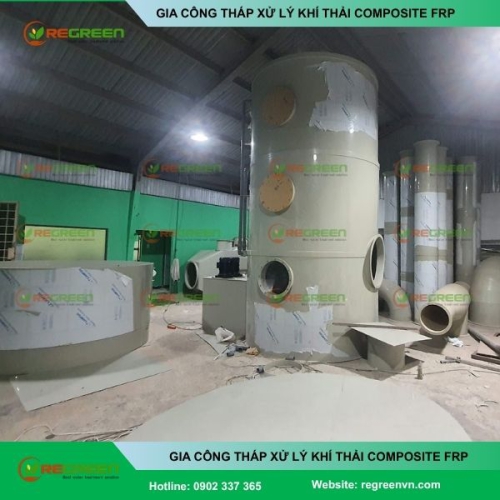 Gia công tháp xử lý khí thải Composite FRP theo yêu cầu