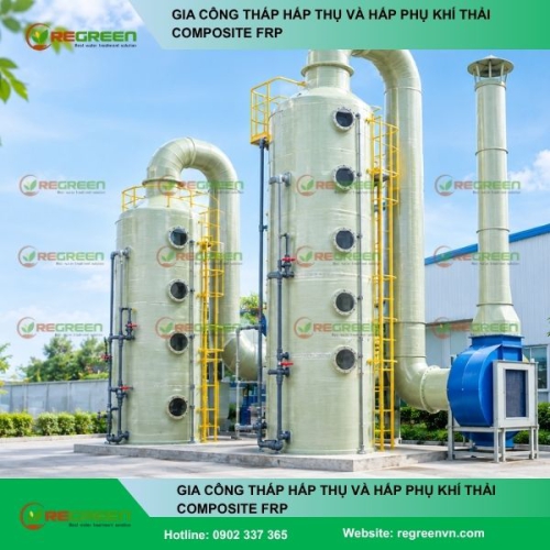 Gia công tháp hấp thụ và hấp phụ khí thải Composite FRP theo yêu cầu
