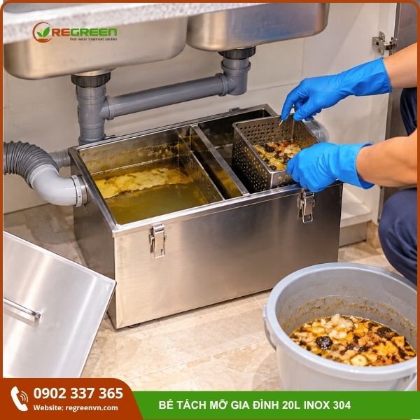 Hướng dẫn vệ sinh bể tách mỡ gia đình 20L