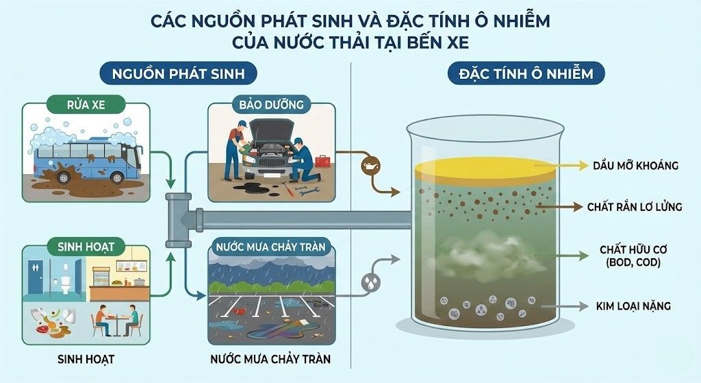 Các nguồn xả thải tại bến xe khách