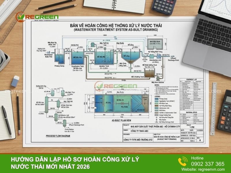 Bản vẽ hoàn công hệ thống xử lý nước thải
