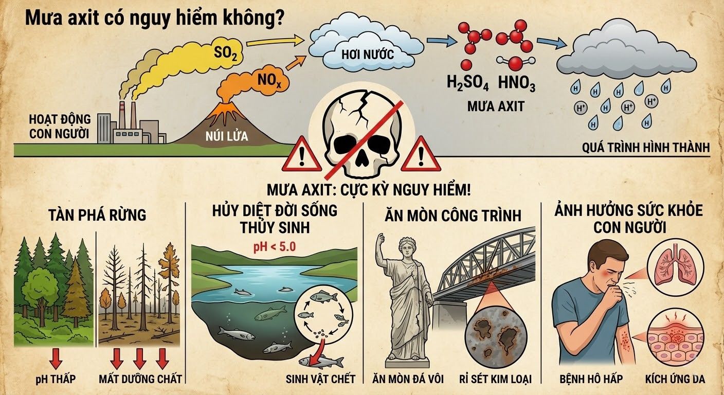 mưa axit có nguy hiểm không
