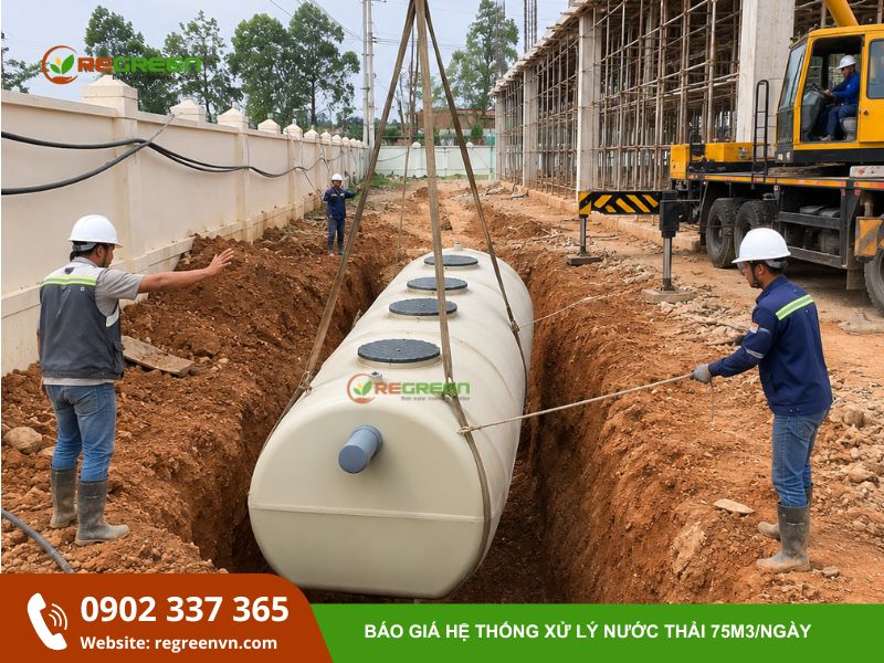 hệ thống xử lý nước thải 75m3/ngày