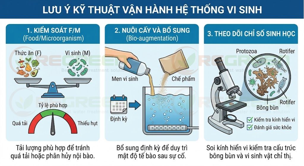 Lưu ý vận hành hệ thống vi sinh