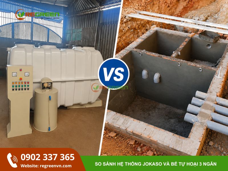 so sánh bể tự hoại 3 ngăn và hệ thống jokaso